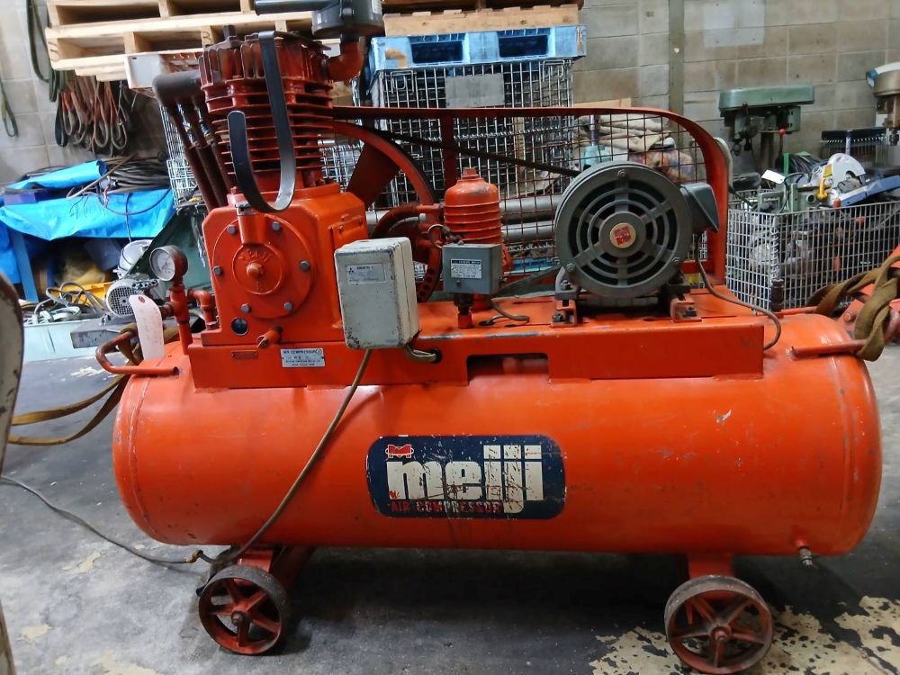 コンプレッサー（レシプロ）　H-5　明治製　3.7Kw(5馬力)　中古機,中古,機械,買取